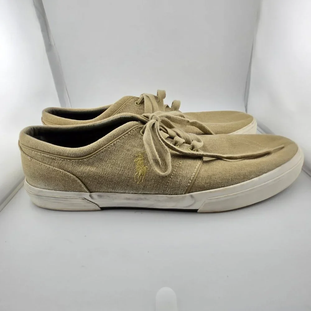 Polo Ralph Lauren Faxon Low Men’s 15D Tan Canvas Lace Up Sneakers